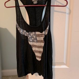 American Flag Steer Racerback Tank